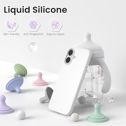 Image of DIZORO Compatible with iPhone 17 Case 6.3, Slim Liquid Silicone 3 Layers Full Covered Soft Gel Rubber Phone Cases Protective Back Cover 6.3 Inch - White