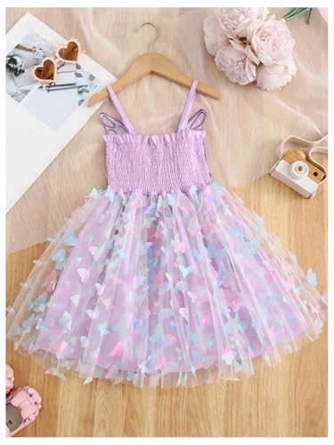GORGLITTER Girl's Butterfly Mini Dress Cute Sleeveless Stappy Mesh Swing Flowy Summer Formal Easter Sun Dresses 20252