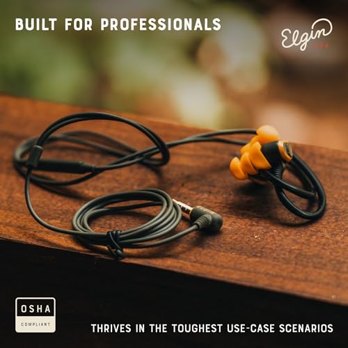 Image of Elgin Rumble Wired Earplug Headphones with mic, in-Ear Earbuds | 3.5mm Jack, 27 dB NRR, IP67 Waterproof, OSHA Compliant, Noise Isolating, Hearing Protection, Work Safety