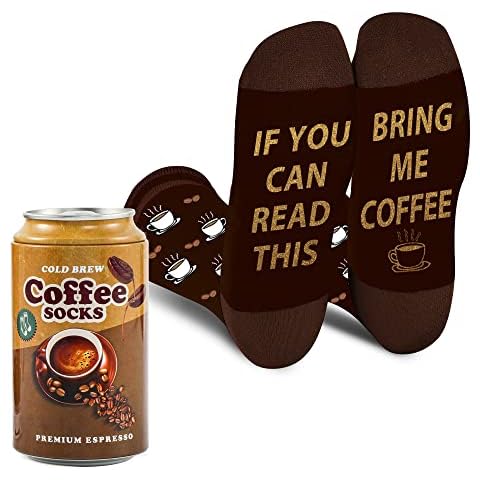 Funny Coffee Can Socks for Men Women Teenage Boys -If You Can Read This Bring Me Coffee Lovers Gifts Novelty Fun Crazy Funky Cool Food Socks Gifts Ideas Christmas Stocking Cover