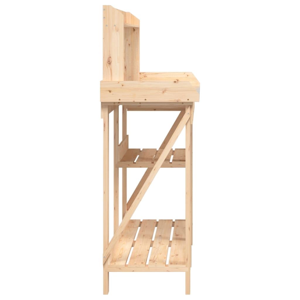 Rantry Tavolo per piante da giardino, tavolo da giardinaggio, in legno massiccio, con ripiani e cassetto, tavolo da lavoro da giardino, piano di lavoro zincato, in legno massello di abete