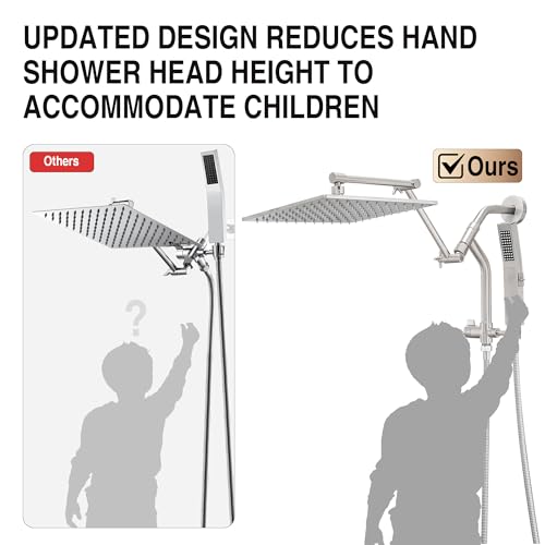 Image of All Metal 10 inch Luxurious Rain Shower Head with Handheld Spray, Power Jet