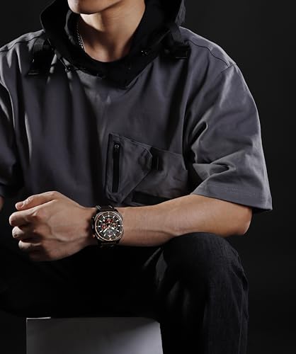Image of NAVIFORCE NF8057 Square Vintage Military Chronograph Genuine Leather Analog Watch