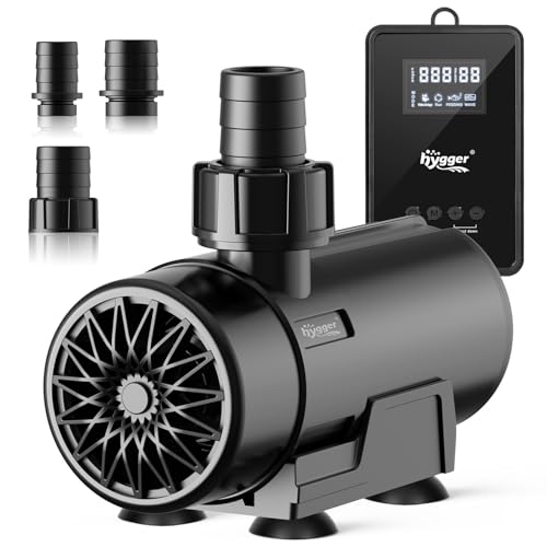 hygger 15W-100W Water Pump with Controller (Up to 3430GPH), Submersible/Inline Return Pump with Adjustable Mode/Flow, 2 Fountain Pump with 2 Inlet Cover and 3 Nozzles, for Fish Tank, Pond, Aquarium