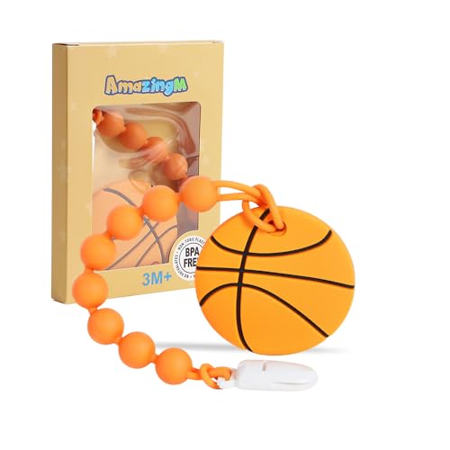 Baby Food Grade Silicone Sport Ball Teether Toy with Pacifier Clip Holder,Teething Toys Gift Set for 3 Months+ Boys and Girls,Freezer Safe,BPA Free....