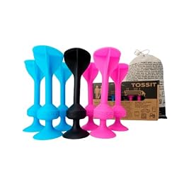 TOSSIT Game Suction Cup Darts, Toss Game Perfect Family and Party, Silicone Throwing Game for Backyard, Indoor and Outdoor Fun, Starter Pack, Pink Blue
