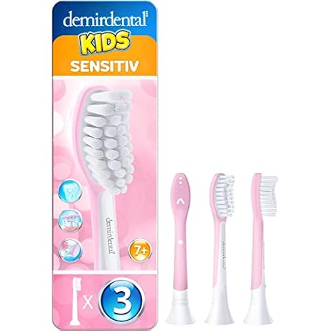 3er demirdental for Kids Ersatzbürsten passend für Philips Sonicare Kinder Schallzahnbürsten ab 7 Jahre, HX6043 HX6044, Rosa Cover