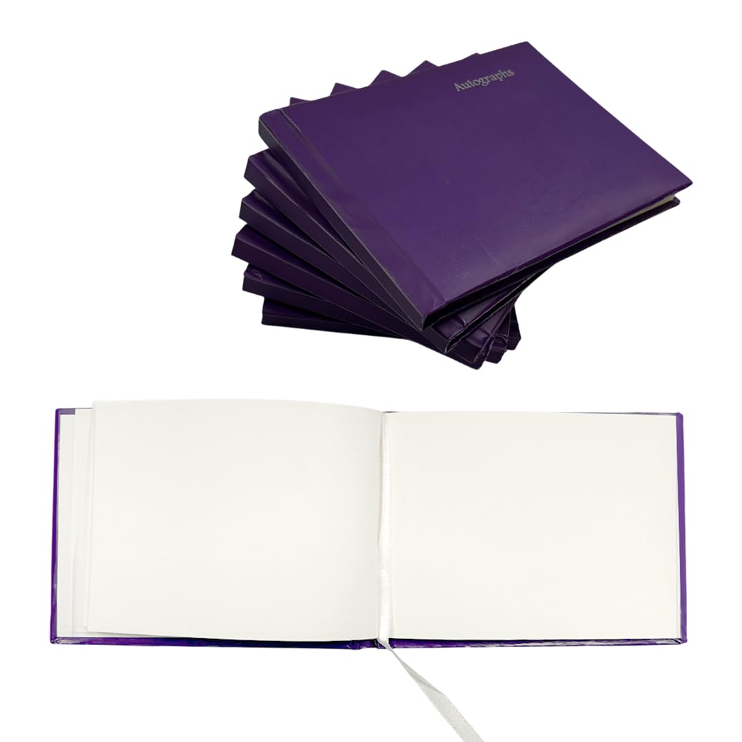 Janrax Pack of 12 Purple 100 Pages Autograph Books – School Leavers Signature, End of Term Memory Book
