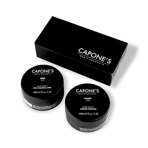 Capone'S Set - Glossy Wax Shine Effect 100 ml + Fiber Wax Matt Effect 100 ml - Black Pack miniatura 1