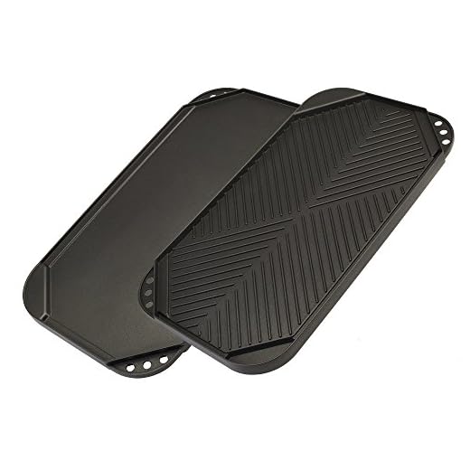 Ecolution Reversible 19.5” x 11, Non-Stick, Dishwasher Safe, Double Burner Family Griddle Grill Pan Cookware, Cast Aluminum, Black