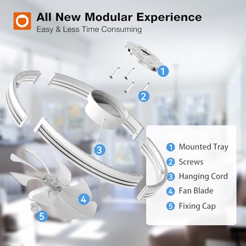 Image of addlon Ceiling Fans with Lights and Remote, 24'' Low Profile Ceiling Fans, 3000-6000K Dimmable Modern Flush Mount LED Fan Light, Fandelier Ceiling Fan for Bedroom, Kitchen, Living Room, White