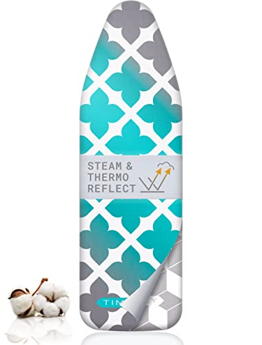 Timbley® Bügelbrettbezug - Thermo Reflect - 5 Lagen mit Aluschicht - 116-125 x 37-42 (M) - geeignet für Dampfbügeleisen und Dampfbügelstationen - maximale...