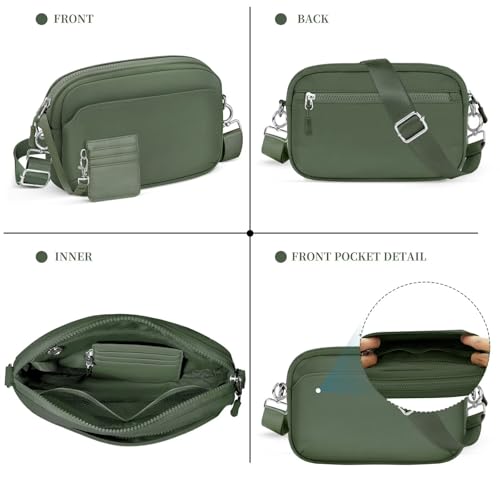 Image of TOPEAST Nylon Crossbody Bags for Women with Leather Card Holder - Mini Cross Body Purse with Adjustable Strap for Traveling