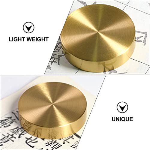 Doitool 49A20D4RKQ19WPLI2MO Chinese Calligraphy Paperweight Brass Paperweights Round Block Paperweight Desktop Home Office Decoration thumb #5