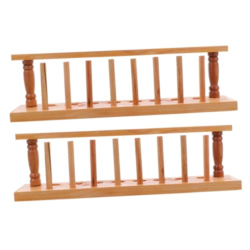 EXAOMBLE 2個 木製試験管ラック スロット 耐久性実験用チューブスタンド 研究室 学校 家用収納ホルダー