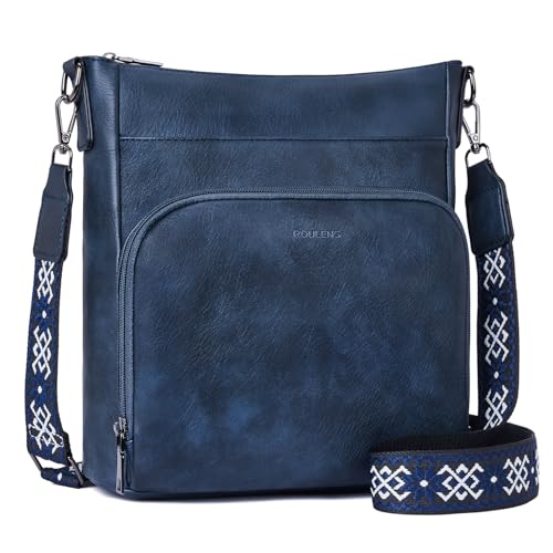 Roulens Sacs Bandoulière Femme, Sacs à Main à Bandoulière de Taille Moyenne en Cuir Végétalien Souple, Sac de Voyage avec Poche Portefeuille à Fermeture...