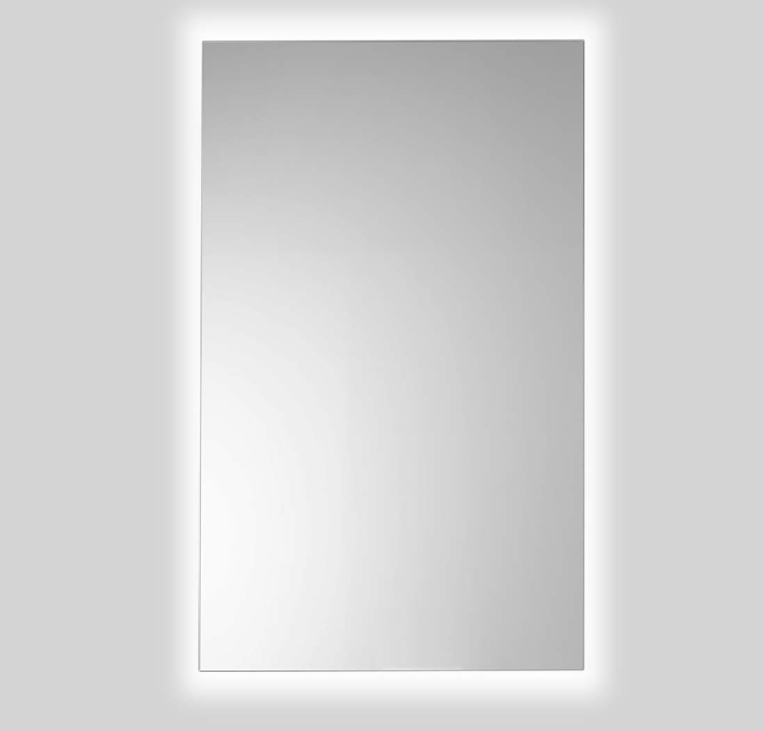 Espejo de Baño Lux de 60x100 Vertical con Luz Led Blanca Perimetral de 5700K Decorativa Indirecta Incorporada sobre el Marco Interior y Lámina Antivaho de Fácil Instalación