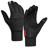 Guantes de ciclismo a prueba de viento,Guantes de ciclismo con pantalla táctil - Guantes de ciclismo de invierno cálidos para hombres - Guantes de ciclismo de invierno con puños a prueba de viento par