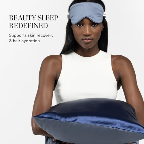 Image of Clementine Sleepwear Essentials Organic Queen Size Pillowcase Blue Lagoon | Two-Tone Bamboo and Silver Ion Silk for Acne-Prone Skin, Anti-Aging, and Hydrated Hair and Skin