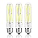 Leools 8W Dimmable Edison Led Tubular Bulb T10/T125,E26 Medium Base Lamp 75 Watt Incandescent Bulb Equivalent 6000K Cool White, 3-Pack