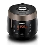 Cuckoo High 6 Cup Electric Heating Pressure Rice Cooker & Warmer – 12 Built-in Programs Including Glutinous (White), Mixed, Brown, GABA, Black Copper
