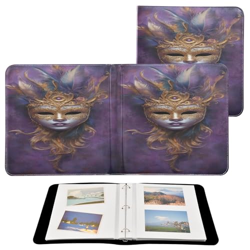 Álbum de fotos DIY con adhesivo, diseño de mascarilla de carnaval Mardi Gras, encuadernación de 3 anillos, 40 páginas, tamaño 8x10 para recuerdos miniatura 2