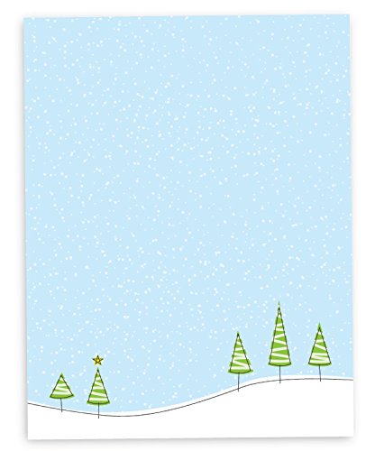 Christmas Tree on the Hillside Holiday Printer Paper - 40 Sheets of Premium Christmas Stationary - Made in the USA