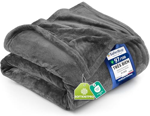 Utopia Bedding Couverture Polaire [200x150 cm, Gris] Plaid pour Lits, Canapés, Chaises et Divans - 300 GSM Couverture Chaude, Douce et Épaisse pour Toutes Les Saisons