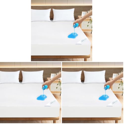Image of Queen Mattress Protector Waterproof Cover Absorbent Fitted Sheet up - 18'' Deep Pocket Mattress Cover Queen Size Bed Sheets, Terry Machine Wash Protection Mattress Protector (Pack of 3)