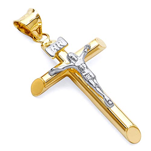 The World Jewelry Center 14k REAL Gold Religious Crucifix Jesus Cross Charm Pendant - Select Option3