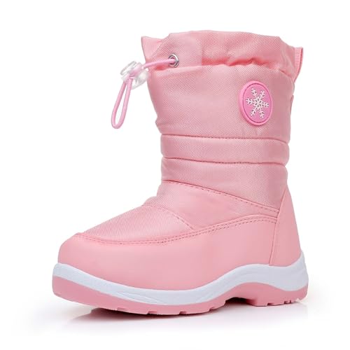Ahannie Boys Girls Snow Boots Toddler Kids Winter Boots Water Resistant Warm Side Zipper Shoes(Toddler/Little Kid)