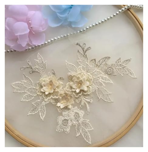 Patch fleur fait à la main motif 3D Champagne pour personnaliser une veste