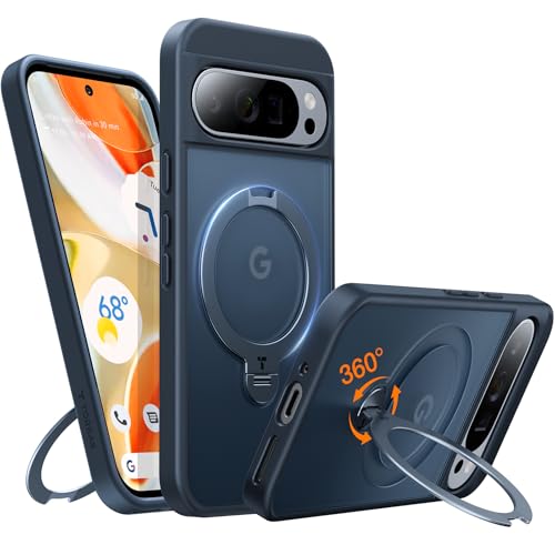 TORRAS 360 Spin Magnetic Stand for Google Pixel 9 Pro XL case, 12FT Mil-Grade Drop Protection, Compatible with Magsafe, Slim Google Pixel 9 Pro XL Pho