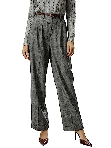 LilySilk Wool-Flannel Suit Trousers for Women Soft Silk Lined Business Blazer Suit Pants Office Work Formal Occasions