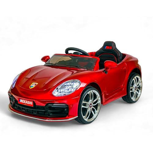Image of MEKASHI Electric Ride-On Car for Kids 1-7 Years, 12V Battery, Remote Control, 5 Speed, LED Lights, Bluetooth, Metallic Red