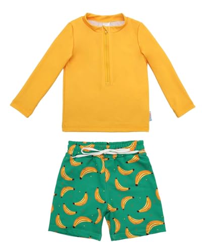 Image of ALVABABY Long Sleeve Rashguards, Baby /Toddler Boys' Rash Guard Sets,Boy Swimsuit UPF 50+Two Piece Bathing Suit