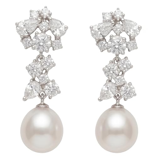 Elegant and Zircon Earrings Classic Pearl Stud Earrings with Sparkling