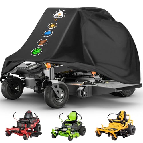 JosMega Zero Turn Lawn Mower Cover | 800D Heavy Duty Oxford | Double Needle Stitching | PU Waterproof | Back Seam Tape | Outdoor Windproof | Adjustable Webbing Buckle | Bottom Elastic Band | (Zero)