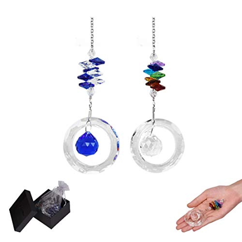 MerryNine Suncatchers Prisms, Window Crystal Decor Prism, Hanging Crystals Suncatchers Prisms for Windows, Prisms Suncatcher, Glass Crystal Prism, Rainbow Crystals for Windows (CryCirl-BluCle)