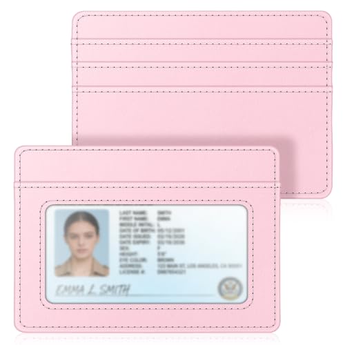 Image of FINTIE Slim Minimalist Front Pocket Wallet, RFID Blocking Credit Card Holder Card Cases with ID Window for Men Women (Pink)