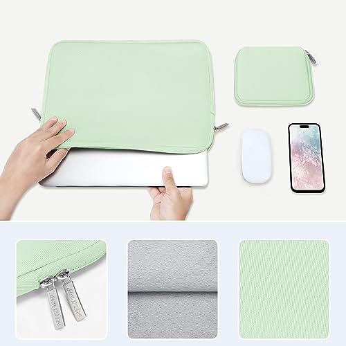 Image of MOSISO Laptop Case 16 inch, 15-15.6 inch Laptop Sleeve Bag Compatible with MacBook Pro 16 inch, HP, Acer, Dell, Lenovo, ASUS Notebook, Neoprene Computer Sleeve Bag with Small Case,Honeydew Green