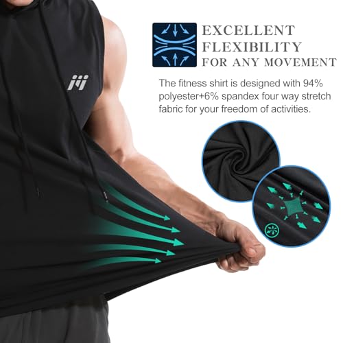 MEETWEE Herren Tank Top, Sportshirt mit Kapuze Ärmelloses Muskelshirts Fitness Sleeveless Shirt Atmungsaktiv Laufshirt Achselshirts Hoodie für Gym Running Training 4