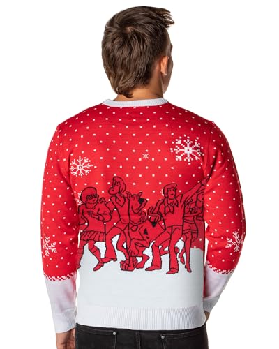 Scooby Doo Men's Ruh-Roh! Santa Scooby Christmas Ugly Sweater Knit Pullover4
