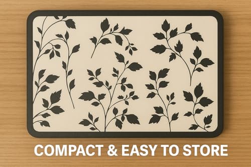 Image of Premium Leather Dining Placemats - Waterproof, Heat Resistant, Non-Slip Table Mats for Kitchen & Dining (Pack of 2, Black Botanical)