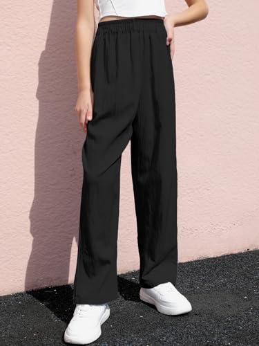 Image of SANGTREE Womans Wide Leg Pants Lightweight Casual Elastic High Waist Straight Leg Loose Trousers for Woman, Raspberry, XL
