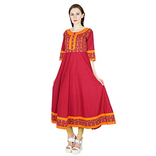 Bimba Women A Line Anarkali Kurta Cotton Kurti 3/4 Sleeve Designer Top Ethnic Blouse Multicolour #TOP6