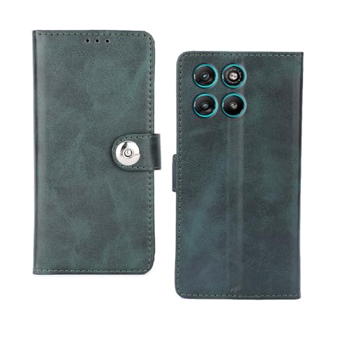 Image of amazon basics Motorola G67 Power 5G Flip Cover | Card Pockets Wallet & Stand | Flip Cover for Motorola G67 Power 5G (Green Button)