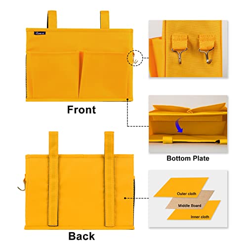 Image of Surblue Bedside Caddy Storage Hanging Organizer for Bunk and Hospital Dorm Rooms Beds Rails Yellow