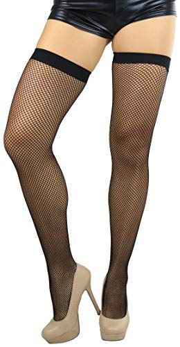 Image of ToBeInStyle Women's Fine Classic Fishnet Thigh High Stretch Nylon Novelty Stockings