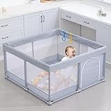 Laufgitter Baby Krabbel Gitter mit atmungsaktivem Netz und Acht Rutschfester,Indoor und Outdoor Kleinminilaufstall-Aktivitätszentrum, robuster Sicherheits-Babyspielhof 120 cm x 120 cm